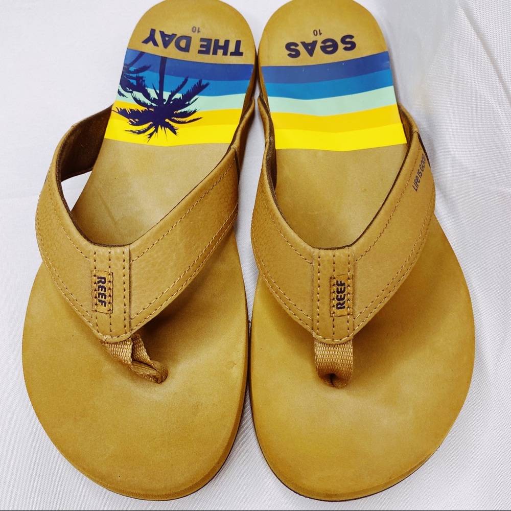 Reef Men Bronze Brown Seas the Day Newport Comfort Summer Flip Flop 10 NWOT - Picture 1 of 9
